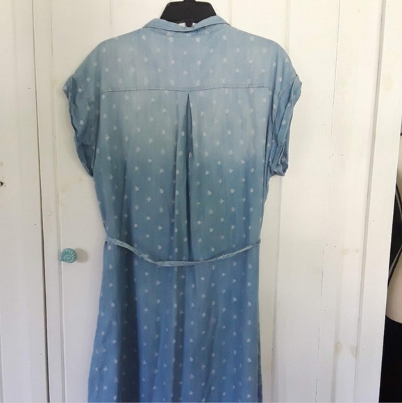 Maurices Printed Chambrey Denim Shirt Dress Button Down Short Sleeve Medium EUC - Picture 3 of 11
